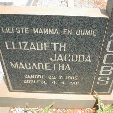 JACOBS Elizabeth Jacoba Magaretha 1906-1981
