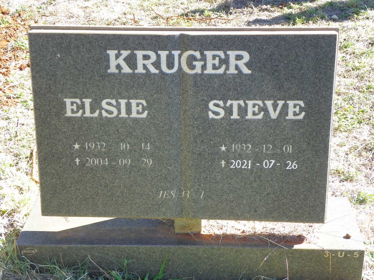KRUGER Steve 1932-2021 &amp; Elsie 1932-2004