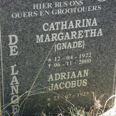 LANGE Adriaan Jacobus, de 1923- &amp; Catharina Margaretha 1922-2000