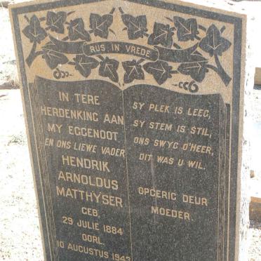 MATTHYSER Hendrik Arnoldus 1884-1943