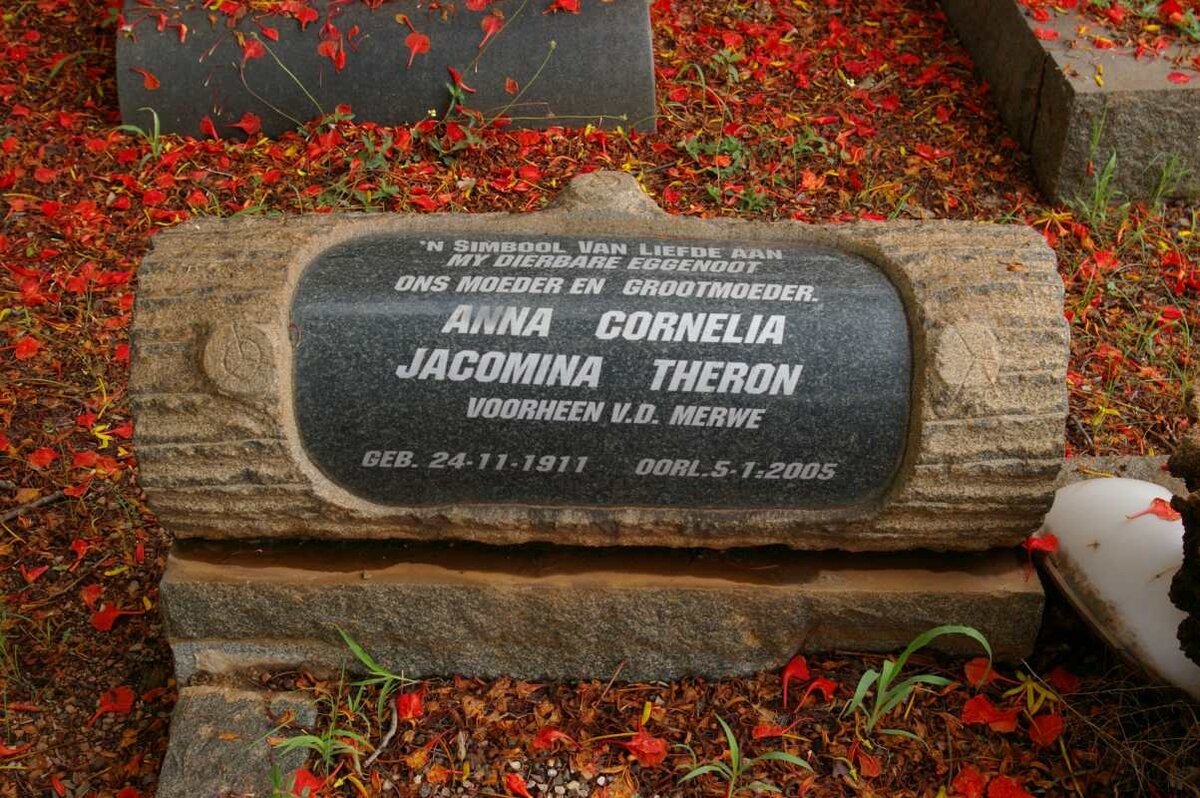 MERWE Jacobus Johannes, v.d. 1907-1969 &amp; Anna Cornelia Jacomina THERON 1911-2005