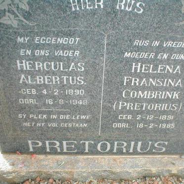 PRETORIUS Herculas Albertus 1890-1948 &amp; Helena Fransina Combrink PRETORIUS 1891-1985