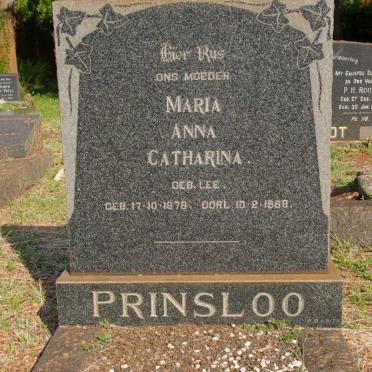 PRINSLOO Maria Anna Catharina nee LEE 1878-1969