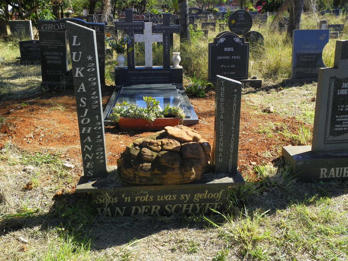 SCHYFF Lukas Johannes, van der 1937-2003 Theresa Susannah 1941-2005