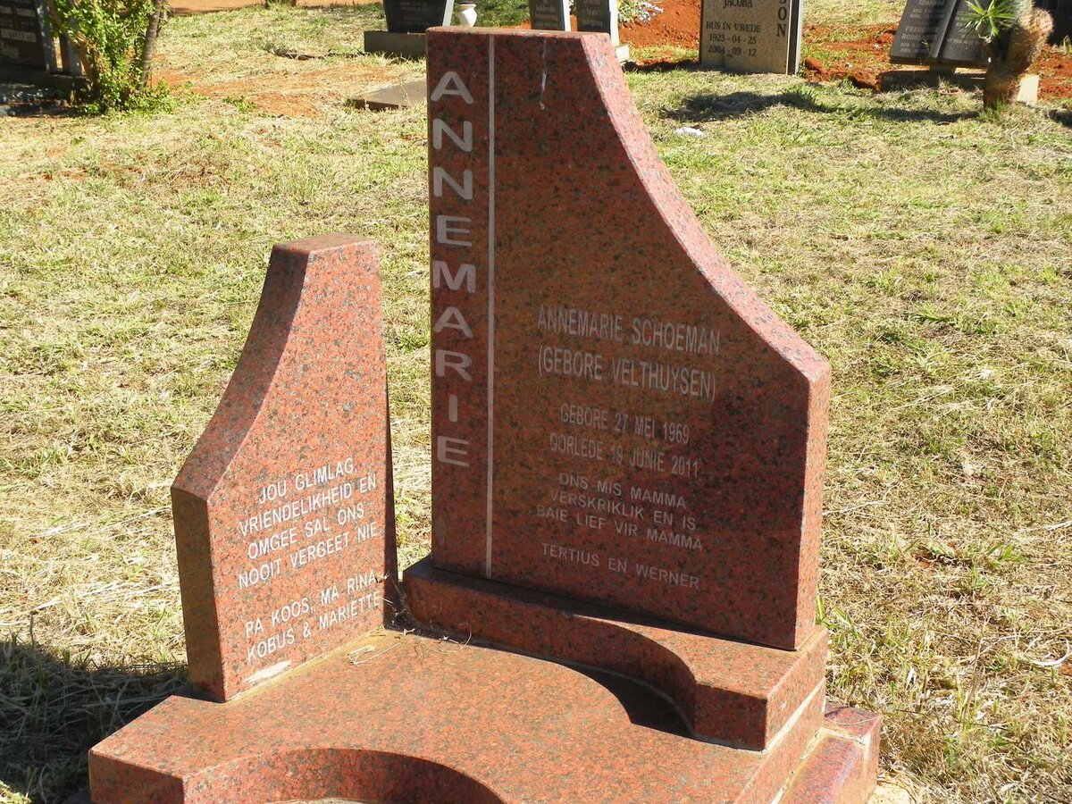 SCHOEMAN Annemarie nee VELTHUYSEN 1969-2011