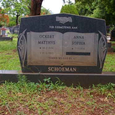 SCHOEMAN Ockert Matthys 1936-1985 &amp; Anna Sophia 1938-