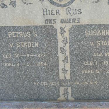 STADEN Petrus S., van 1877-1954 &amp; Susanna M. NEL 1882-1948 