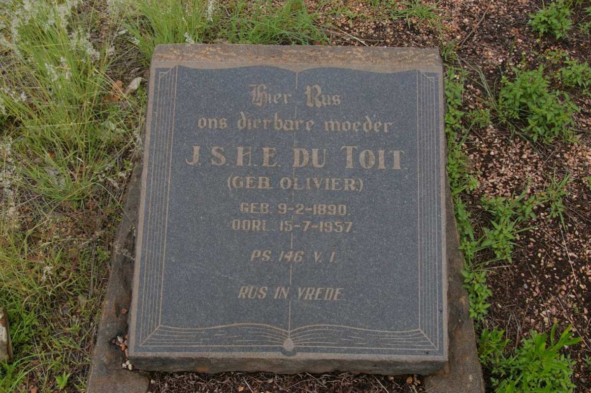 TOIT J.S.H.E., du nee OLIVIER 1890-1957