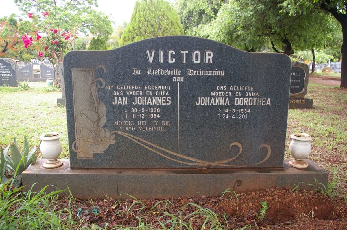 VICTOR Jan Johannes 1930-1984 &amp; Johanna Dorothea 1934-2011