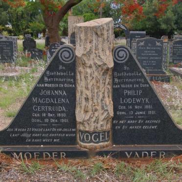 VOGEL Philip Lodewyk 1881-1961 &amp; Johanna Magdalena Gertruida 1890-1961