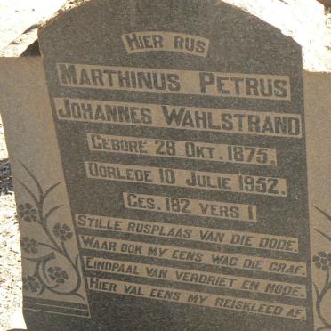 WAHLSTRAND Marthinus Petrus Johannes 1875-1952