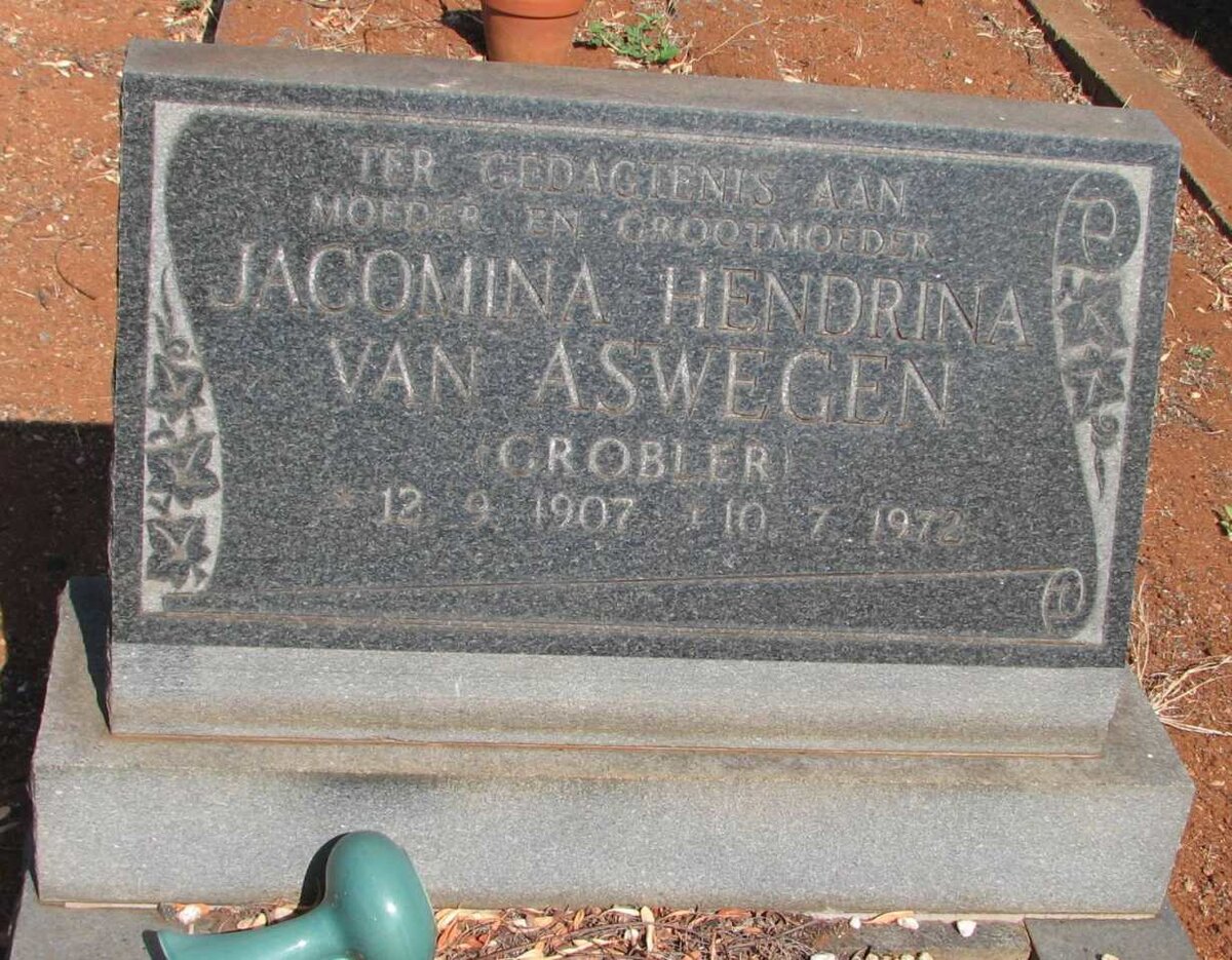 ASWEGEN Jacomina Hendrina, van  nee GROBLER 1907-1972