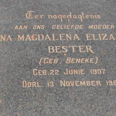 BESTER Anna Magdalena Elizabeth nee BENEKE 1907-1966