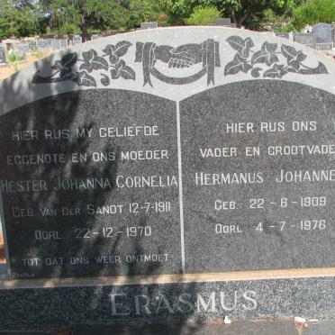 ERASMUS Hermanus Johannes 1909-1976 &amp; Hester Johanna Cornelia VAN DER SANDT 1911-1970