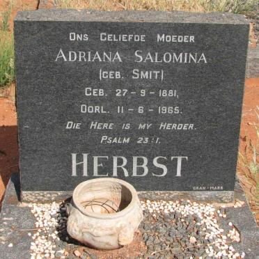 HERBST Adriana Salomina nee SMIT 1881-1965
