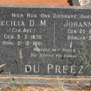 PREEZ Johannes G, du 1877-1964 &amp; Cecilia D.M. NEL 1878-1961