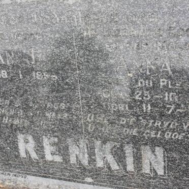 RENKIN Jan J. 1900- &amp; Anna S. DU PLESSIS 1901-1956