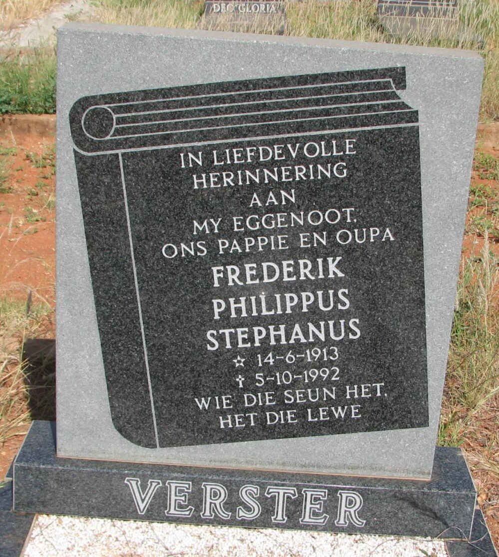 VERSTER Frederik Philippus Stephanus 1913-1992