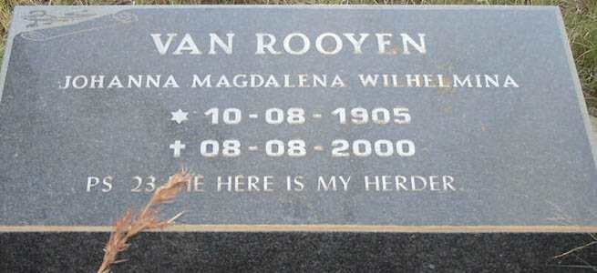 ROOYEN Johanna Magdalena Wilhelmina, van 1905-2000