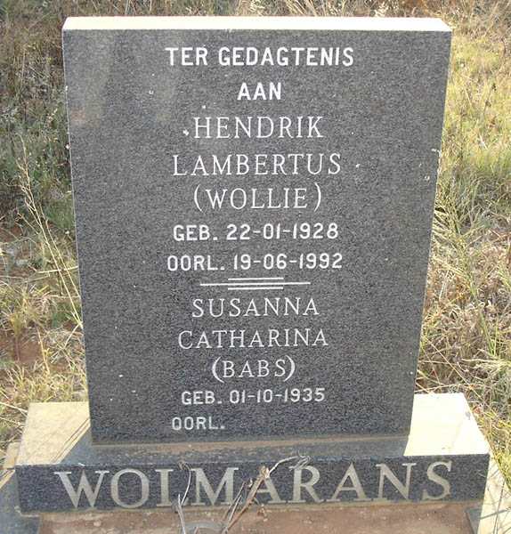 WOLMARANS Hendrik Lambertus 1928-1992 &amp; Susanna Catharina 1935-