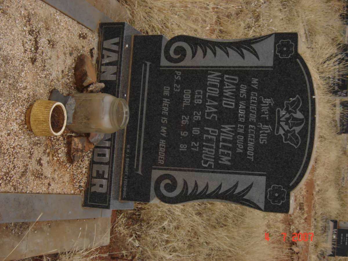 TONDER Dawid Willem Nicolaas Petrus, van 1927-1981