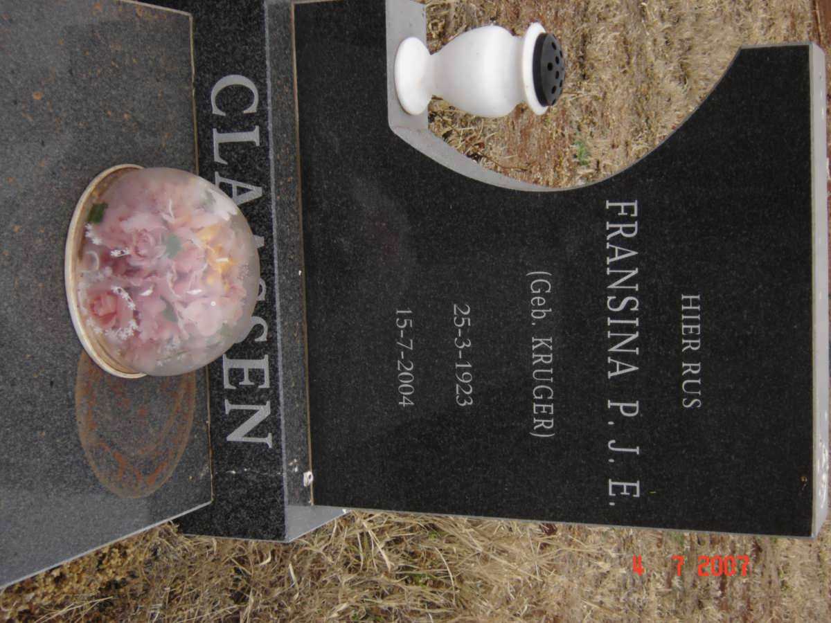 CLAASSEN Fransina P.J.E. nee KRUGER 1923-2004