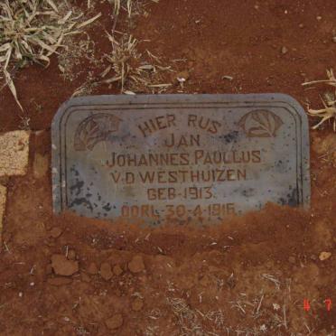 WESTHUIZEN  Jan Johannes Paullus, v.d. 1913-1916