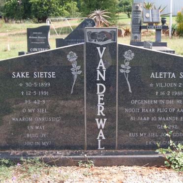 WAL Sake Sietse, van der 1899-1991 &amp; Aletta Sofia VILJOEN 1906-1988
