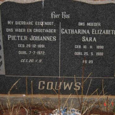 GOUWS Pieter Johannes 1891-1972 &amp; Catharina Elizabeth Sara 1890-1980