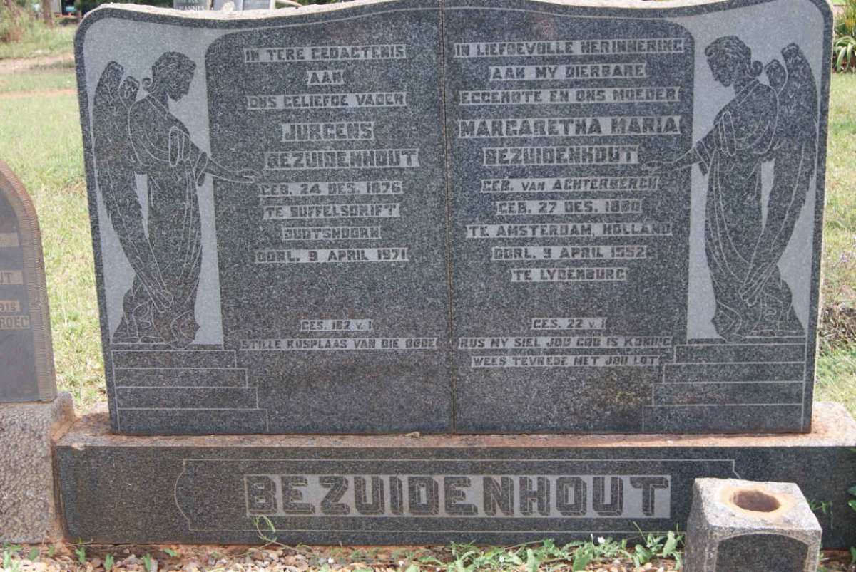 BEZUIDENHOUT Jurgens 1876-1971 &amp; Margaretha Maria VAN ACHTERBERGH 1880-1952