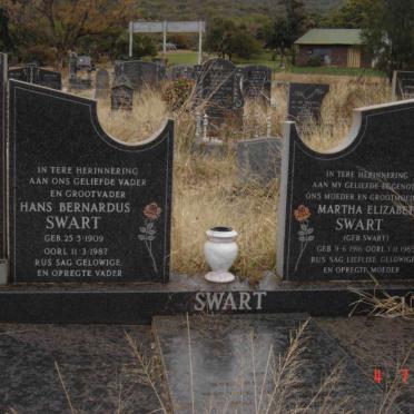 SWART Hans Bernardus 1909-1987 &amp; Martha Elizabeth SWART 1916-1985