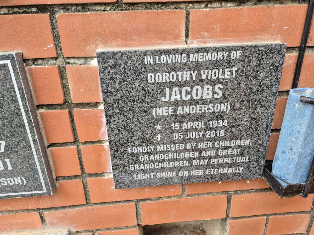 JACOBS Dorothy Violet nee ANDERSON 1934-2018