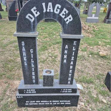 JAGER Sarel Cilliers, de 1925-2001 & Anna Elizabetha 1931-2017