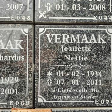 VERMAAK Jeanette 1934-2011 