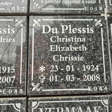PLESSIS Christina Elizabeth, du 1924-2008 