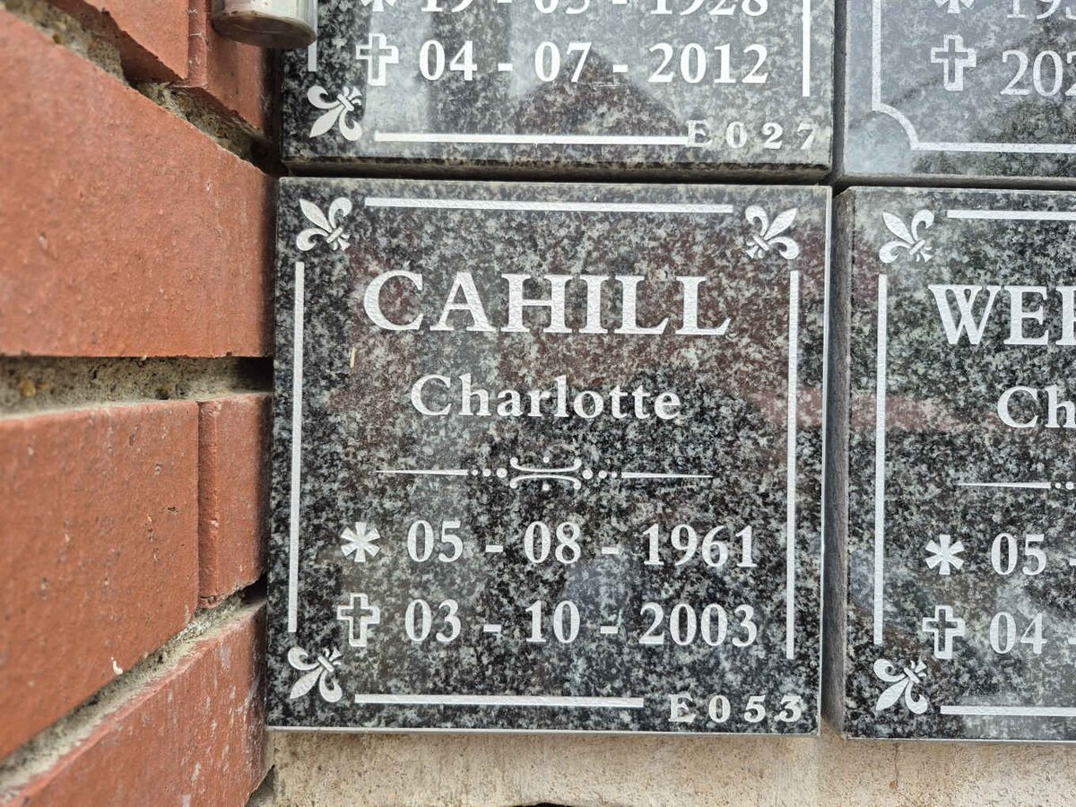 CAHILL Charlotte 1961-2003