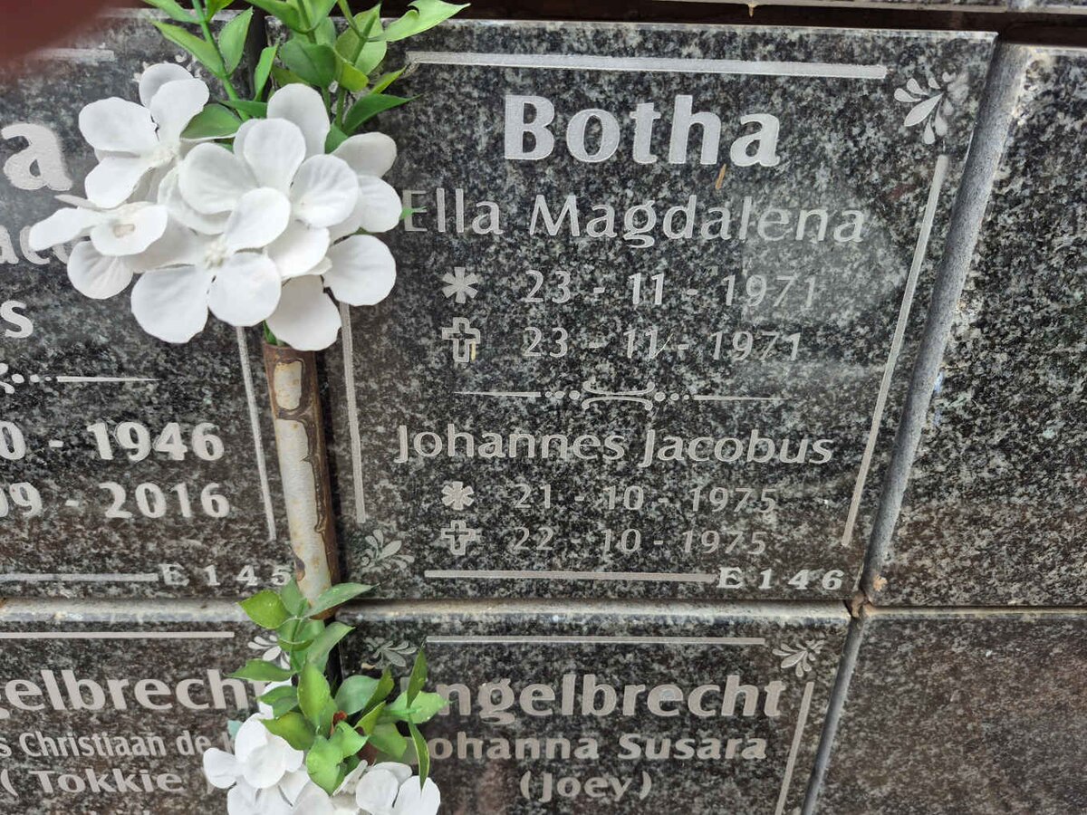 BOTHA Ella Magdalena 1971-1971 :: Johannes Jacobus 1975-1975