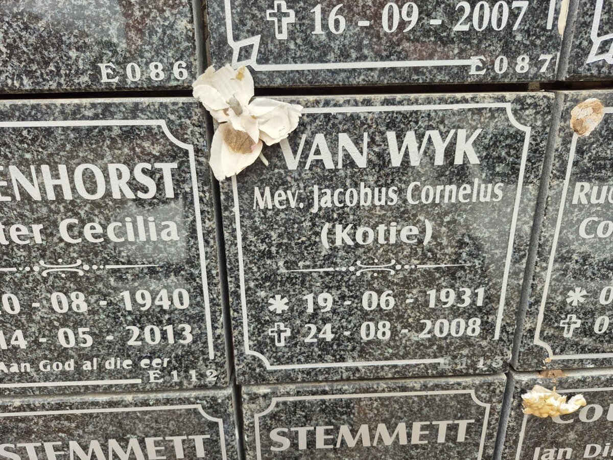 WYK Jacobus Cornelus, van 1931-2008 