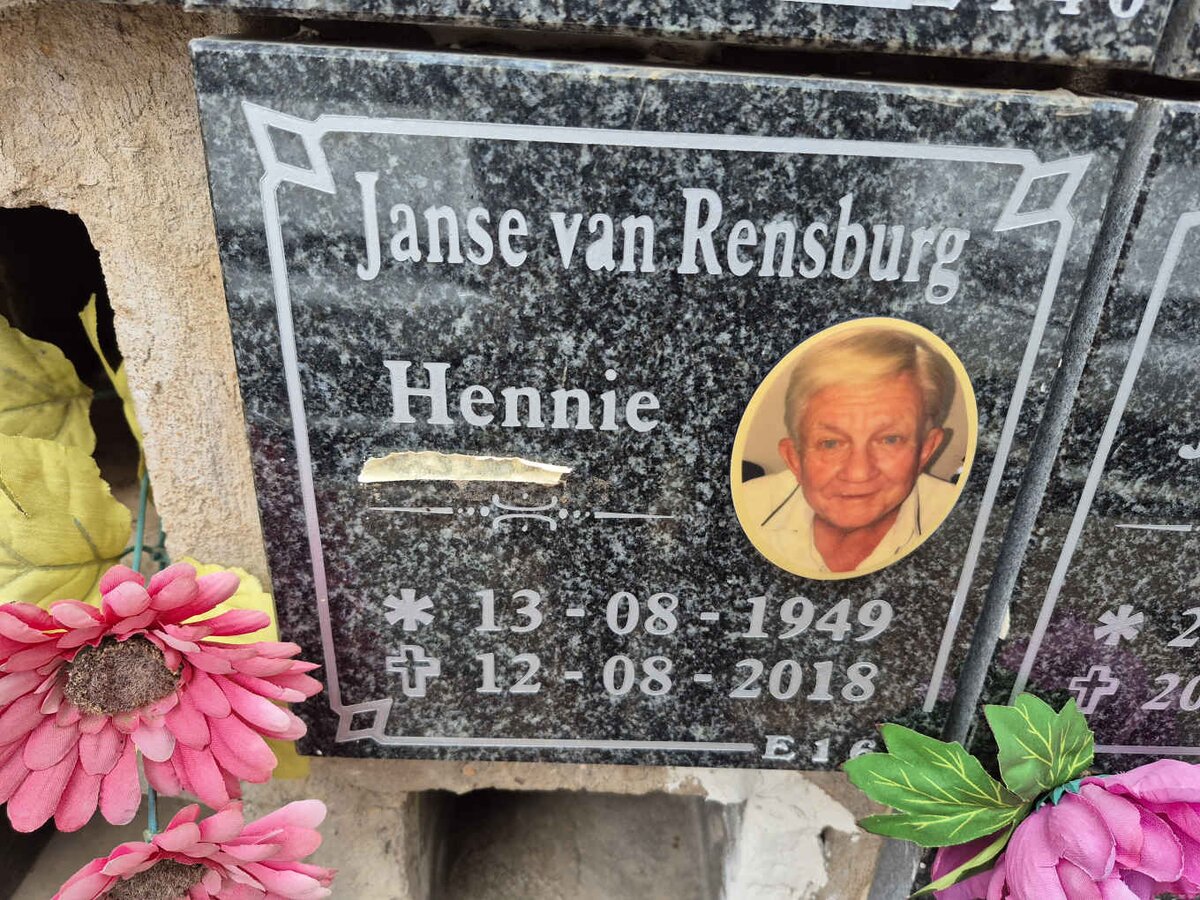RENSBURG Hennie, Janse van 1949-2018