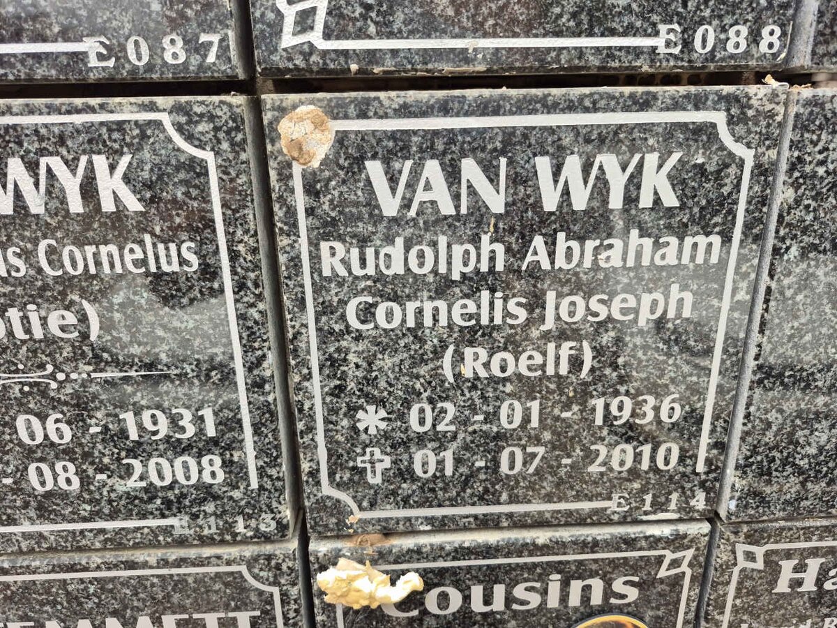 WYK Rudolph Abraham Cornelis Joseph, van 1936-2010 