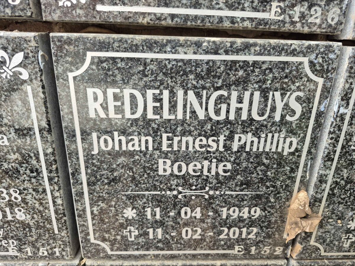 REDELINGHUYS Johan Ernest Phillip 1949-2012 