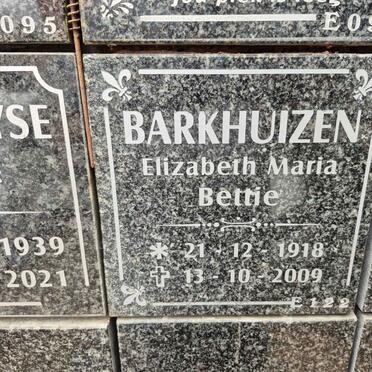 BARKHUIZEN Elizabeth Maria 1918-2009 