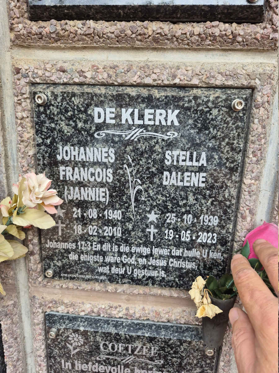 KLERK Johannes Francois, de 1940-2010 & Stella Dalene 1939-2023