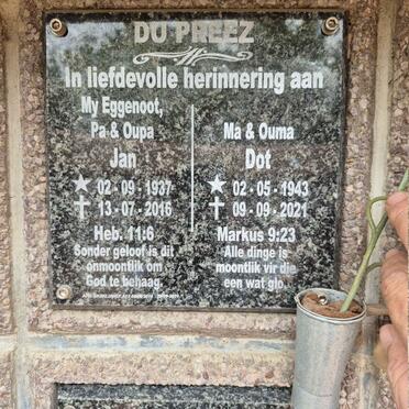 PREEZ Jan, du 1937-2016 & Dot 1943-2021