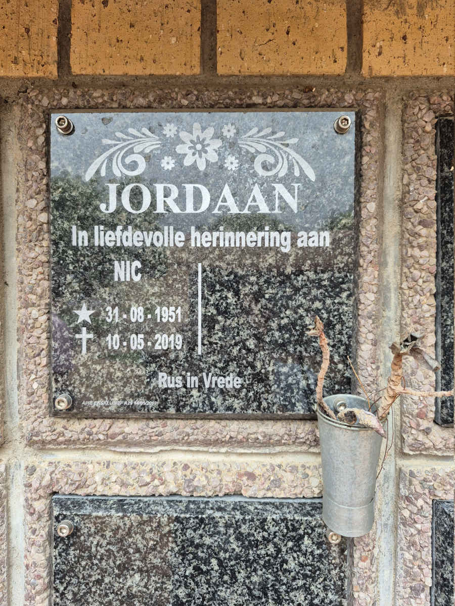 JORDAAN Nic 1951-2019