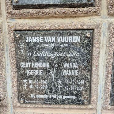 VUUREN Gert Hendrik, Janse van 1949-2010 & Wanda 1948-2021
