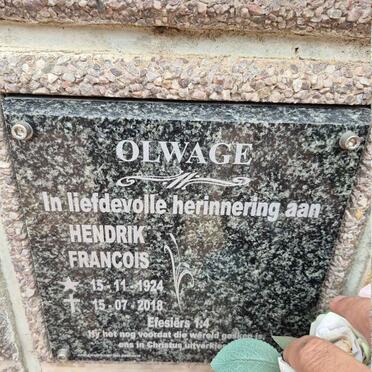 OLWAGE Hendrik Francois 1924-2018