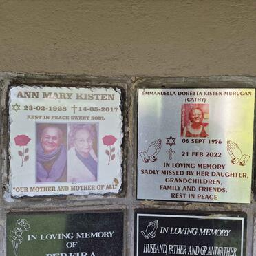 KISTEN Ann Mary 1928-2017 :: MURUGAN Emmanuella Doretta, KISTEN 1956-2022