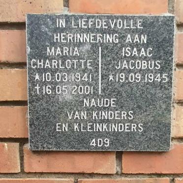 NAUDE Isaac Jacobus 1945- & Maria Charlotte 1941-2001