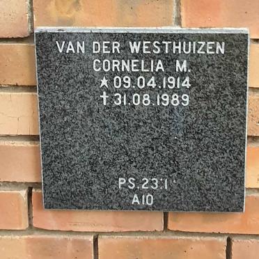 WESTHUIZEN Cornelia M., van der 1914-1989
